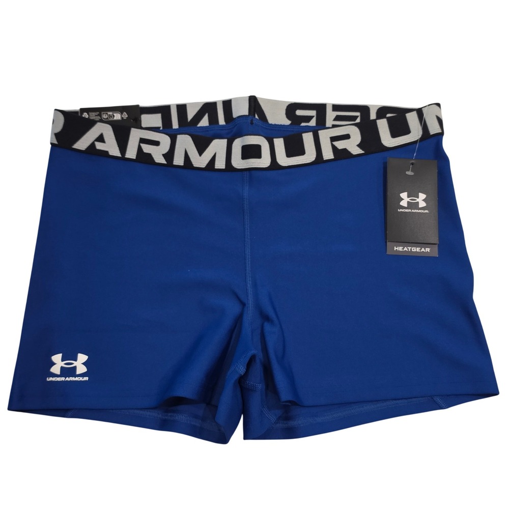 Under Armour Womens HeatGear Compression Shorty Shorts Royal Blue 1383629 XL